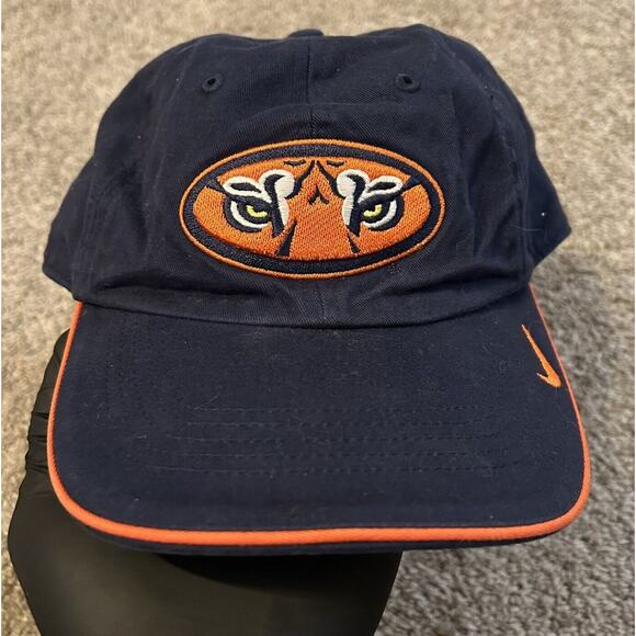 Vintage Nike Auburn Tigers Blue Logo Swoosh Cap Hat Strapback - Picture 1 of 6